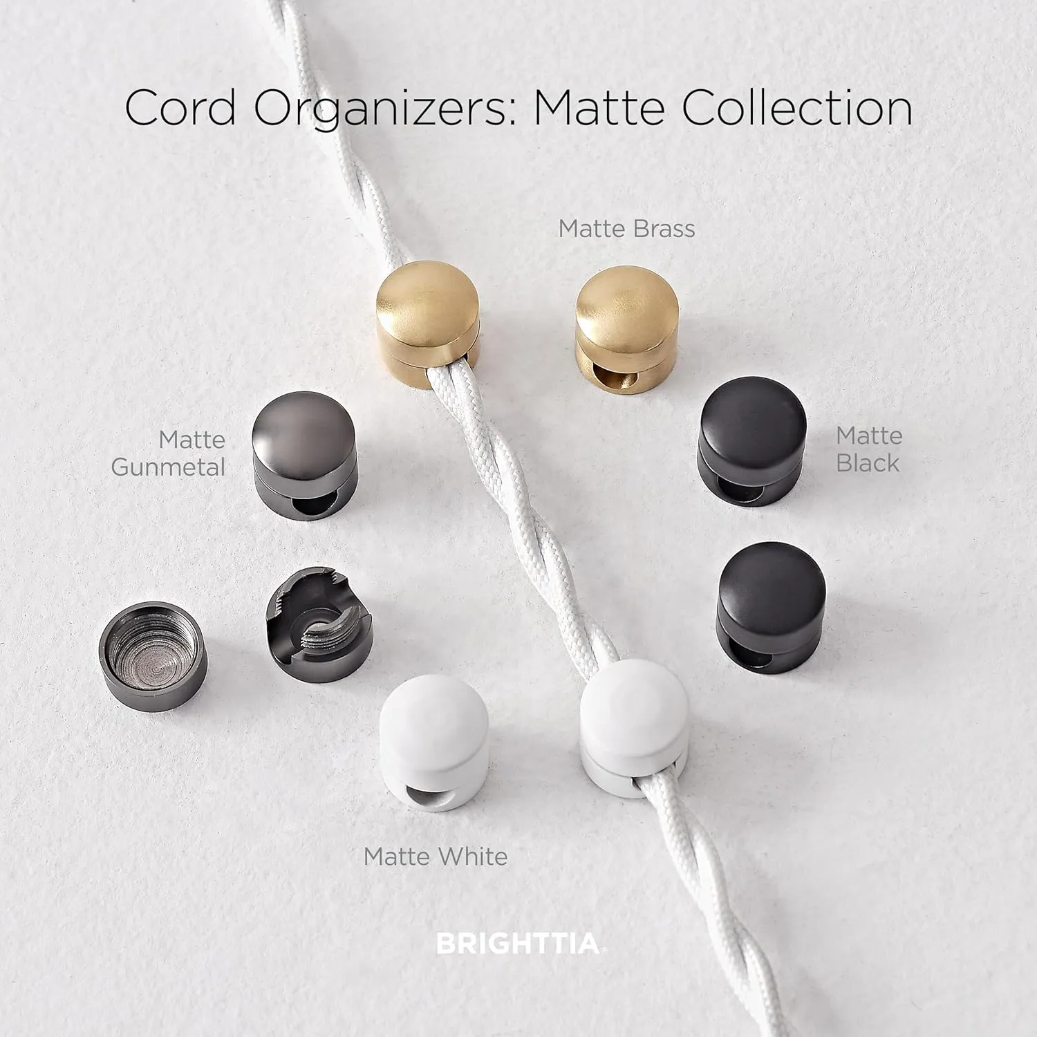 Cable Clips - Premium Brass Cord Management for Home, Office & Car - Multipurpose Wire Holder Organizer - Sleek & Durable Design - Ideal Gift for Men, Women & Students - 4-Pack (Matte White)