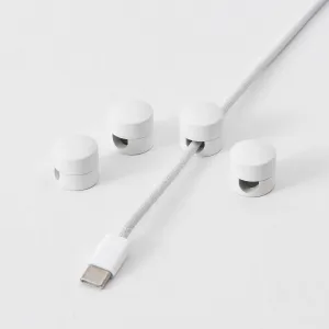 Cable Clips - Premium Brass Cord Management for Home, Office & Car - Multipurpose Wire Holder Organizer - Sleek & Durable Design - Ideal Gift for Men, Women & Students - 4-Pack (Matte White)