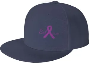Cancer Believe Gynecological Cancer Purple Ribbon Fashion Flat Cap Adujstable Men Women Baseball Caps Outdoor