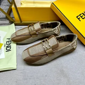CANVAS FENDI LOAFERS IN GOLD MIX BAGUETTE FENDI BEIGE Giant bargain Timely resolution HARDWARE BROWN