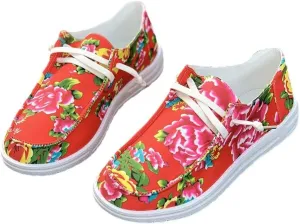 Canvas Sneakers for Women Slip-Ons Flats Ladies Loafers Men Comfort Lace Up Loafers Shoes Foam Flat Shoes Lace-Up Slip On Women Comfortable Print Sneakers