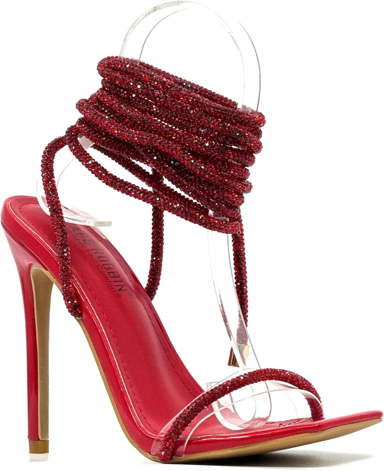 Cape Robbin Women's Rhinestone Lace Up High Heel Sandals
