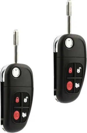 Car Key Fob Keyless Entry Remote Flip fits 2001 2002 2003 2004 2005 2006 2007 2008 Jaguar S-Type, X-Type, XJ8 (NHVWB1U241), Set of 2