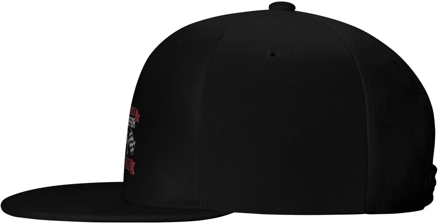 Car Race Bike Racing Racer Flat Brim Baseball Cap,Classic Snapback Hat Adjustable Trucker Hat for Men & Women,Black