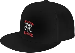 Car Race Bike Racing Racer Flat Brim Baseball Cap,Classic Snapback Hat Adjustable Trucker Hat for Men & Women,Black