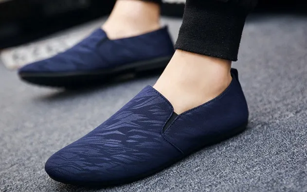 Casual tide shoes dark pattern peas shoes men's one pedal lazy shoes
