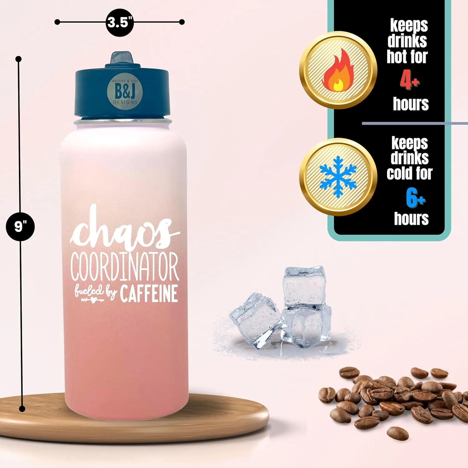 Chaos Coordinator 32 oz Tumbler - Best Insulated Travel Water Bottle Thermos Flask for Boss Women - Great Gifts for Mom, Coworker, Bosses, Christmas, Birthday