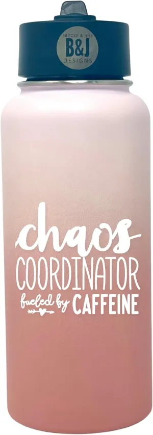 Chaos Coordinator 32 oz Tumbler - Best Insulated Travel Water Bottle Thermos Flask for Boss Women - Great Gifts for Mom, Coworker, Bosses, Christmas, Birthday