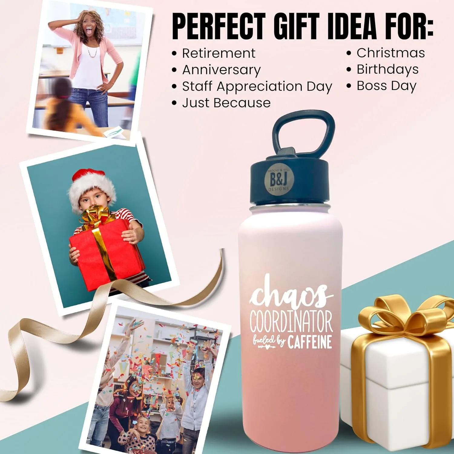 Chaos Coordinator 32 oz Tumbler - Best Insulated Travel Water Bottle Thermos Flask for Boss Women - Great Gifts for Mom, Coworker, Bosses, Christmas, Birthday