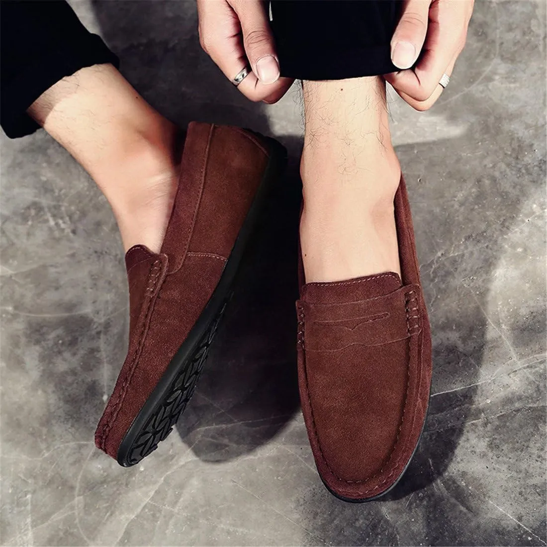 ChicWind Men's Suede Leather Penny Loafers Driving Moccasins Slip On Flats Boat Shoes