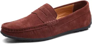 ChicWind Men's Suede Leather Penny Loafers Driving Moccasins Slip On Flats Boat Shoes