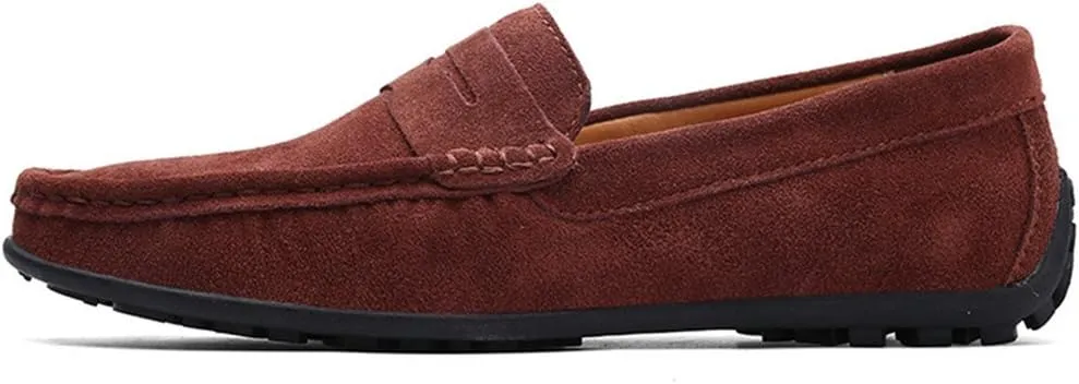 ChicWind Men's Suede Leather Penny Loafers Driving Moccasins Slip On Flats Boat Shoes