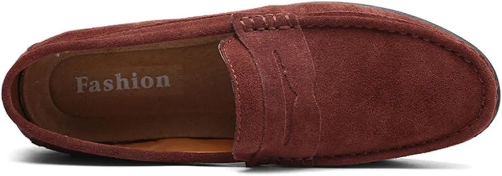 ChicWind Men's Suede Leather Penny Loafers Driving Moccasins Slip On Flats Boat Shoes