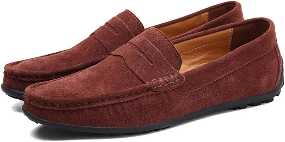ChicWind Men's Suede Leather Penny Loafers Driving Moccasins Slip On Flats Boat Shoes