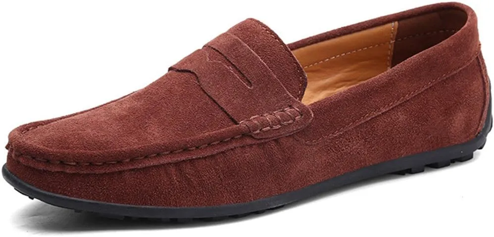 ChicWind Men's Suede Leather Penny Loafers Driving Moccasins Slip On Flats Boat Shoes