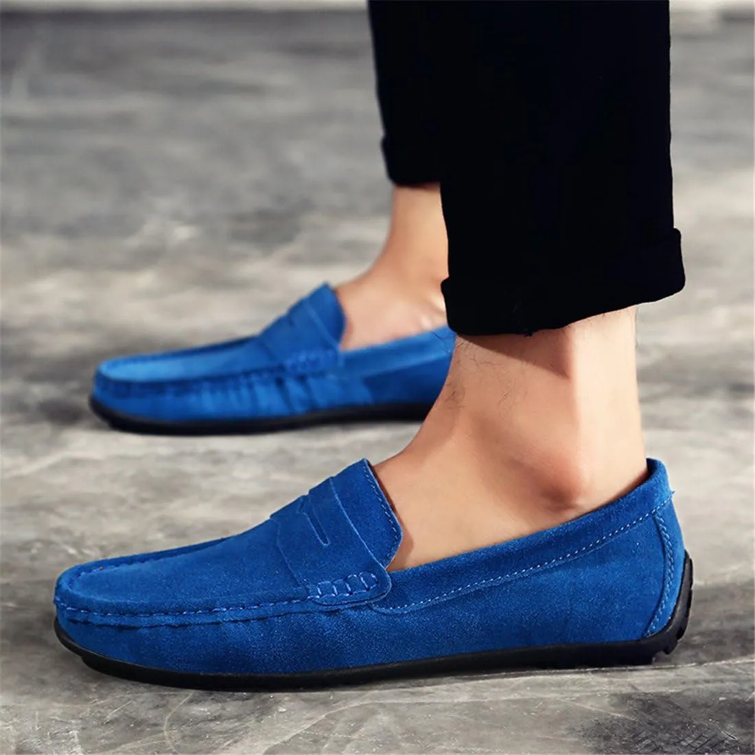 ChicWind Men's Suede Leather Penny Loafers Driving Moccasins Slip On Flats Boat Shoes