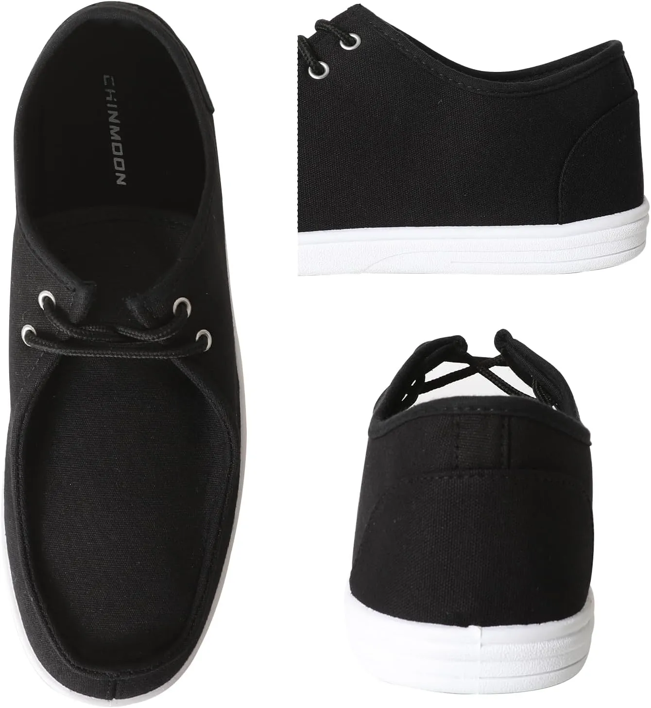 CHIN·MOON Men's Slip On Loafers Walking Driving Business Casual Shoes Lace Up Canvas Footwear