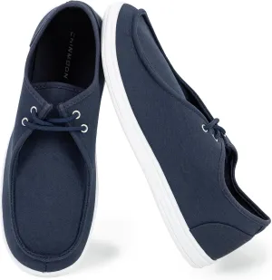 CHIN·MOON Men's Slip On Loafers Walking Driving Business Casual Shoes Lace Up Canvas Footwear