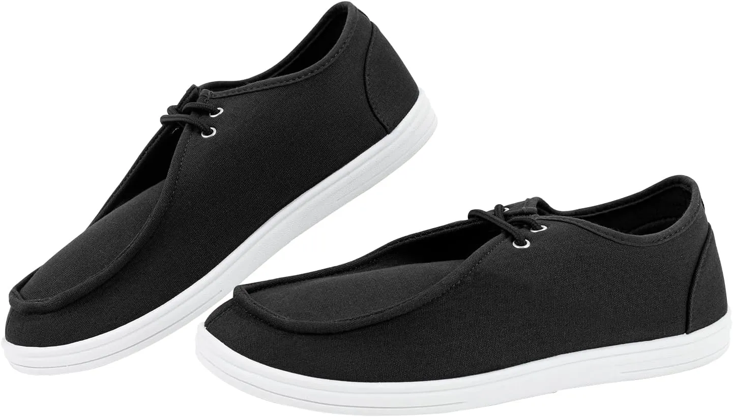 CHIN·MOON Men's Slip On Loafers Walking Driving Business Casual Shoes Lace Up Canvas Footwear