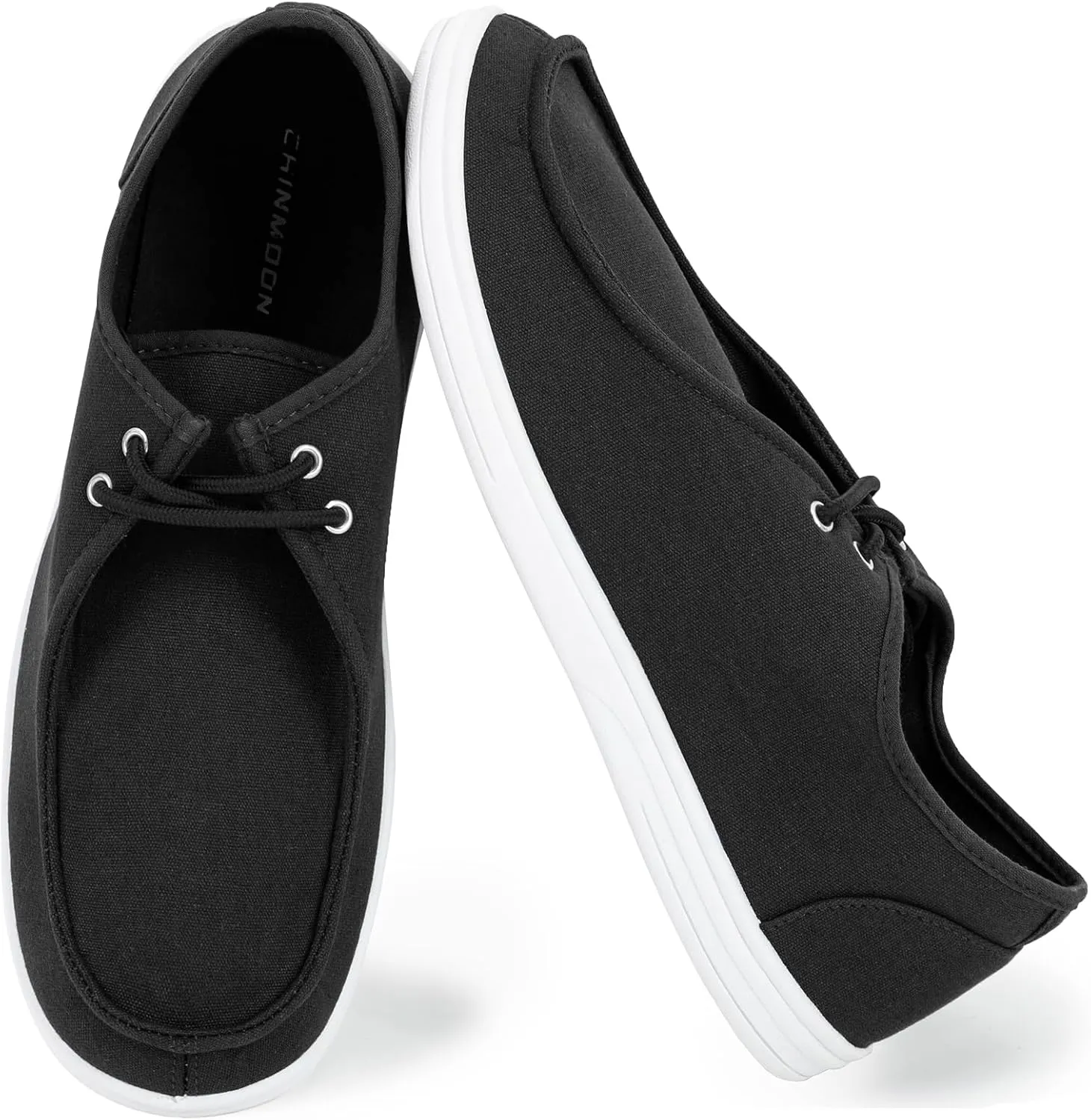 CHIN·MOON Men's Slip On Loafers Walking Driving Business Casual Shoes Lace Up Canvas Footwear