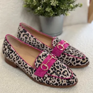 Chrissie Carla - Baby Pink Leopard Suede Hot Pink