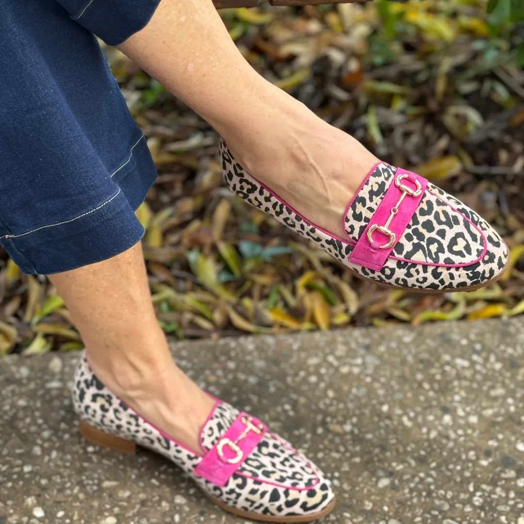 Chrissie Carla - Baby Pink Leopard Suede Hot Pink