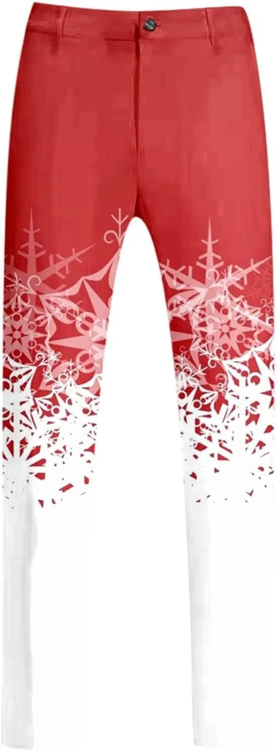 Christmas Suit for Men 2 Piece trajes navideños para Hombre Funny Snowflake Print Holiday Party Suits Festive Outfits