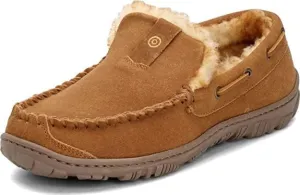 Clarks Cinnamon Venetian Suede Moccasin Loafers Rounded Toe Fur Lined Slippers (Cinnamon Premium Suede/Shearling, 11)