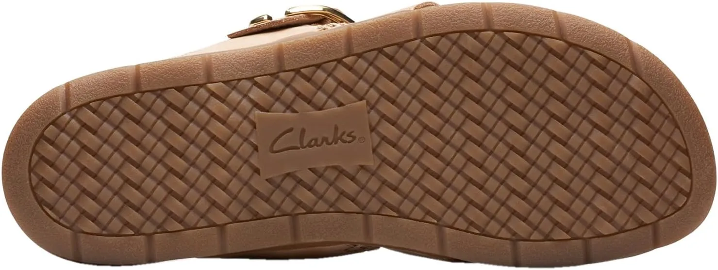 Clarks Women's Reileigh Park Flip-Flop, Beige Nubuck, 8