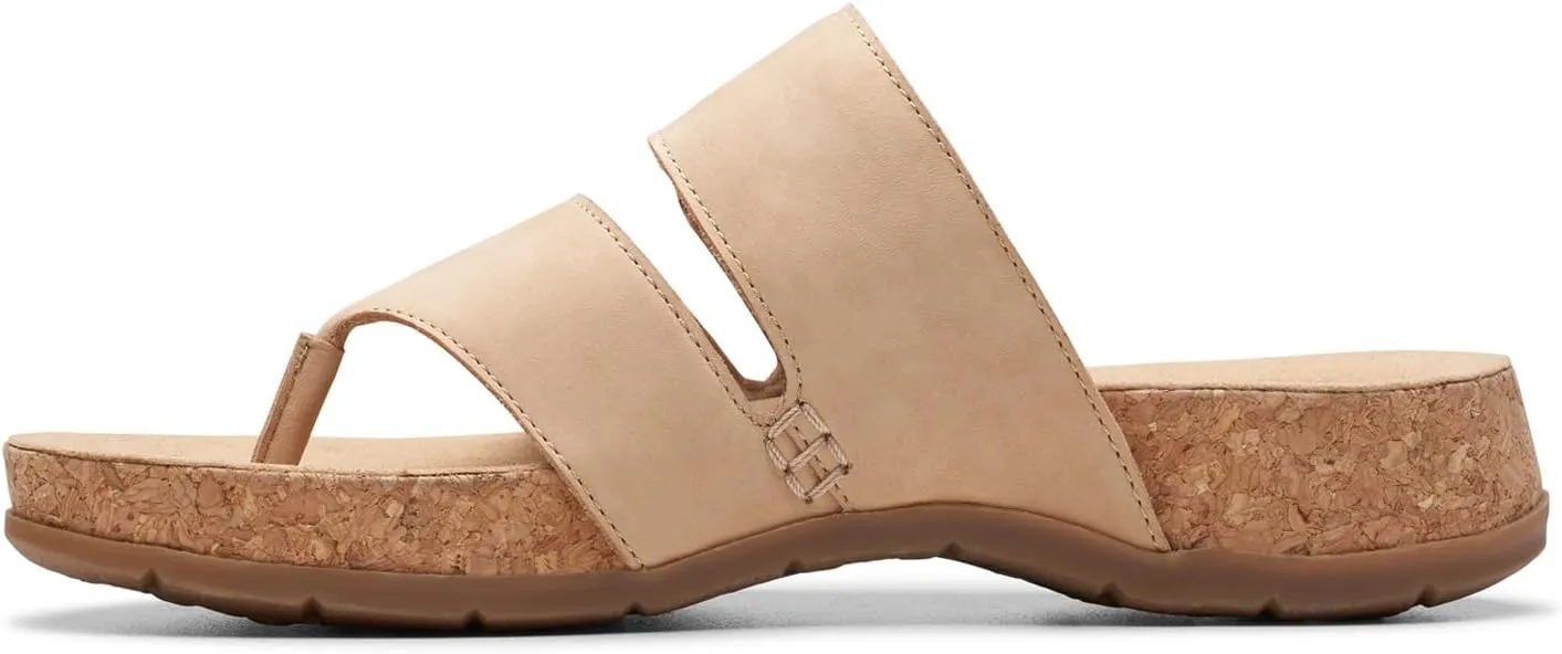 Clarks Women's Reileigh Park Flip-Flop, Beige Nubuck, 8