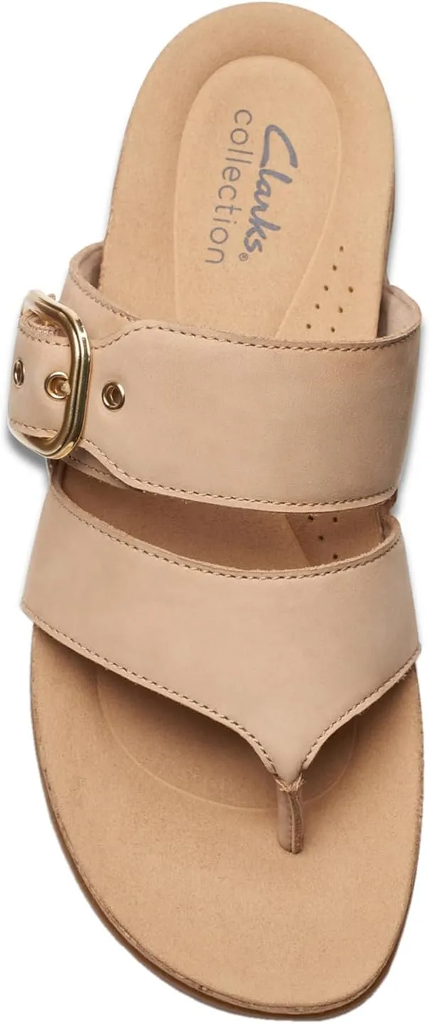 Clarks Women's Reileigh Park Flip-Flop, Beige Nubuck, 8