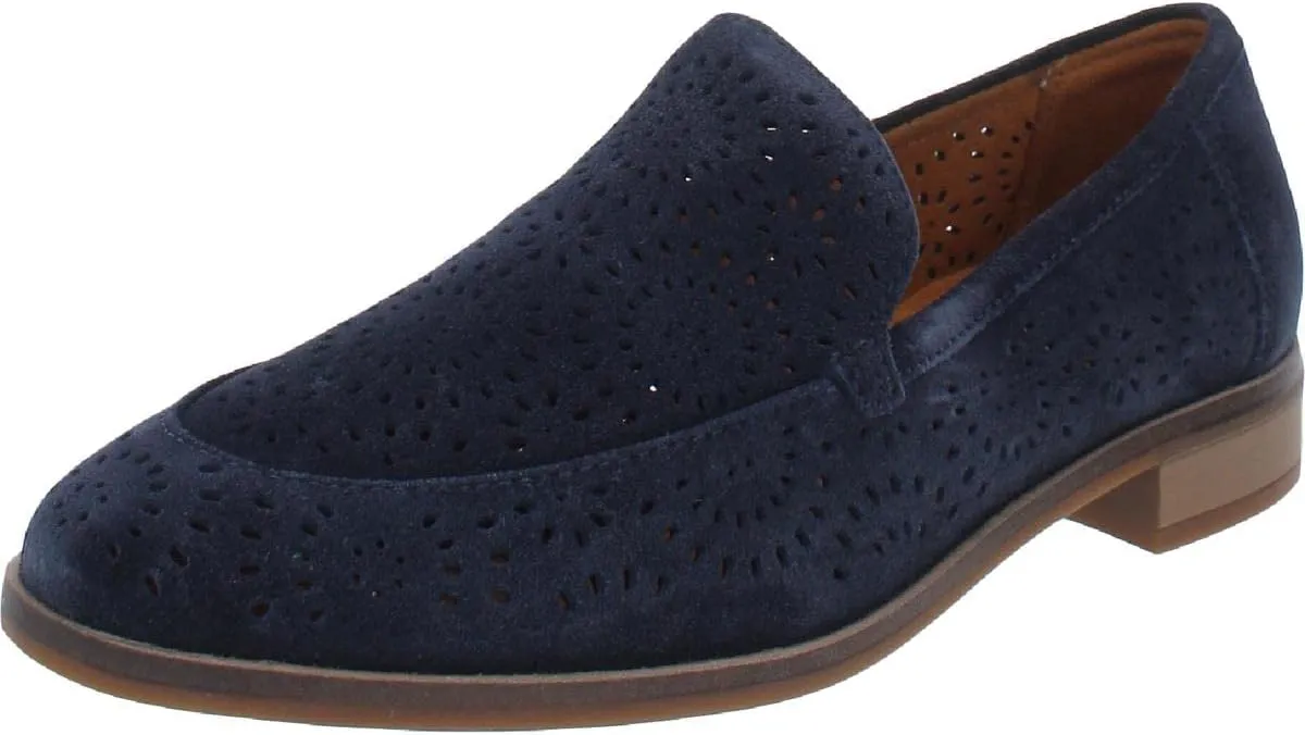 Clarks Womens Trish Calla Suede Slip On Loafers Navy 6 Wide (C,D,W)