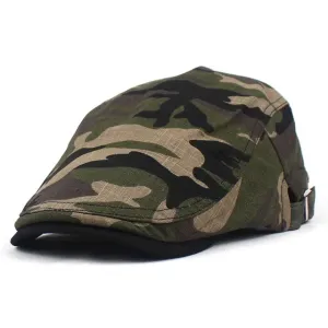 Classic Military-Style Flat Cap - Fushia