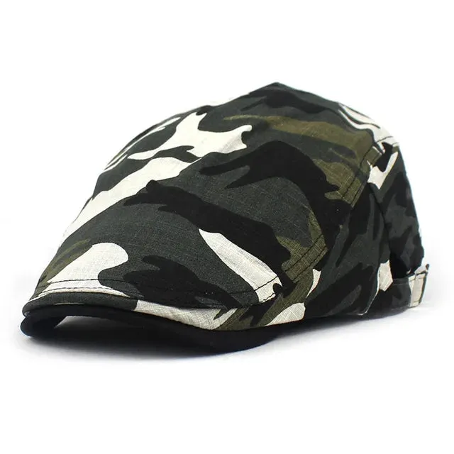 Classic Military-Style Flat Cap - Fushia
