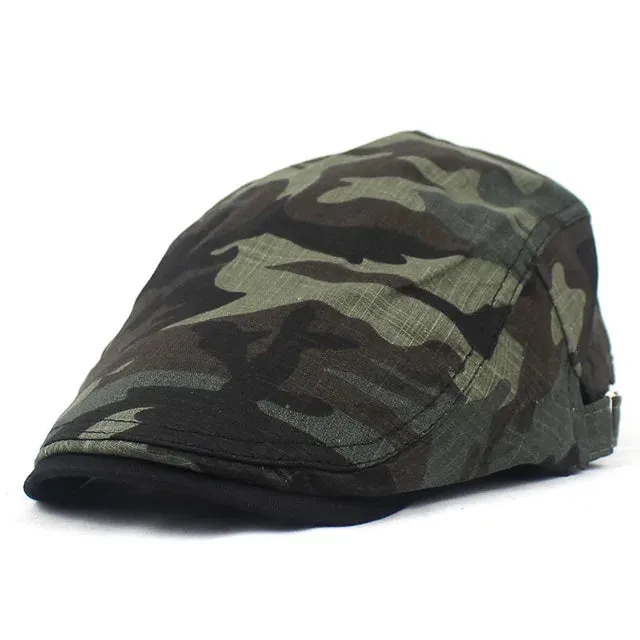 Classic Military-Style Flat Cap - Fushia