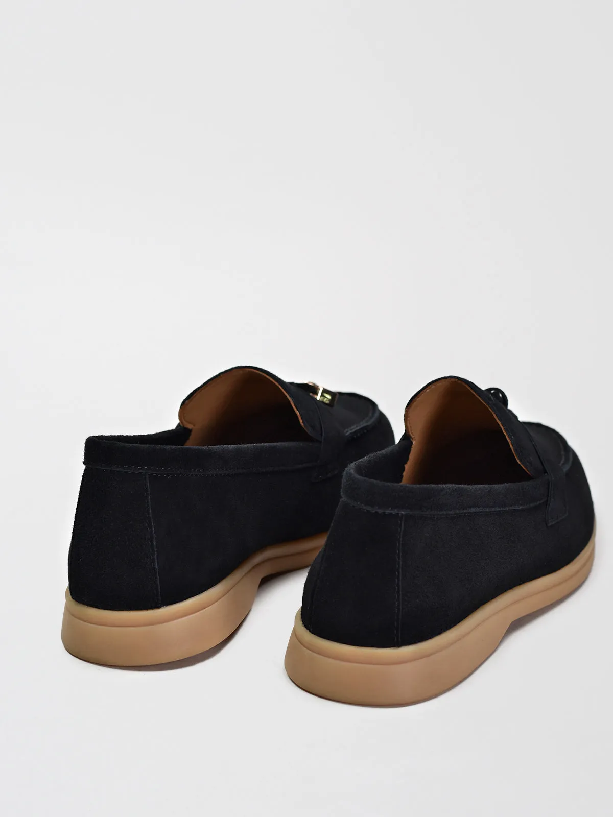 Classic Suede Loafers with Tassels, Black
