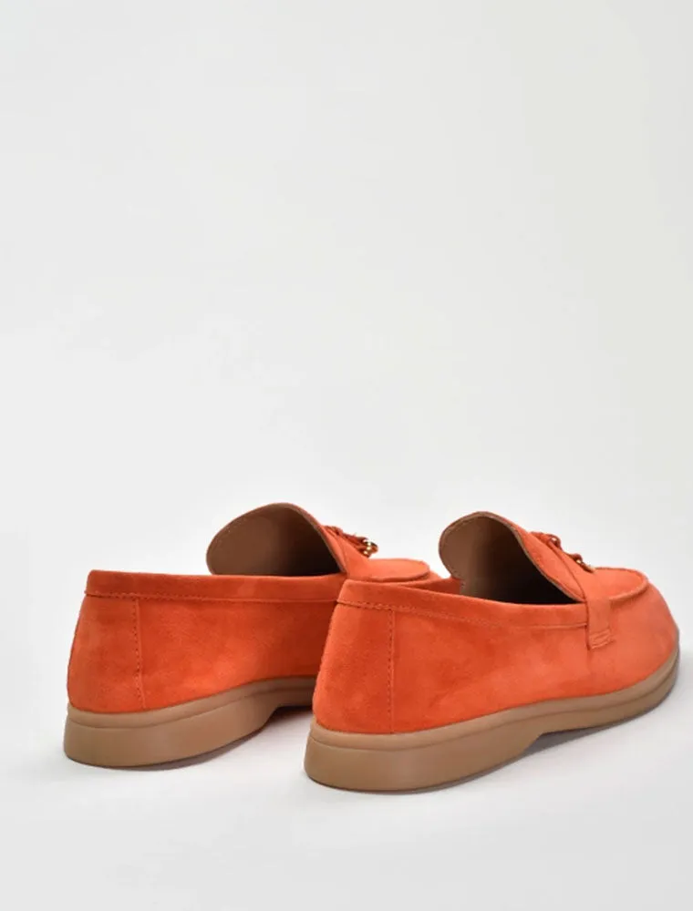 Classic Suede Loafers with Tassels, Orange