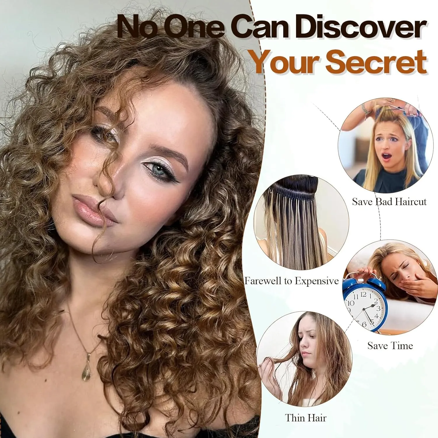 Clip in Hair Extensions,LEOSA 4PCS 16 inch Curly Hair Extensions Short Soft Natural Hairpiece Lace Weft Curly Wave Clip Ins Extensions Invisible for Women,Chocolate Brown with Blonde Highlights