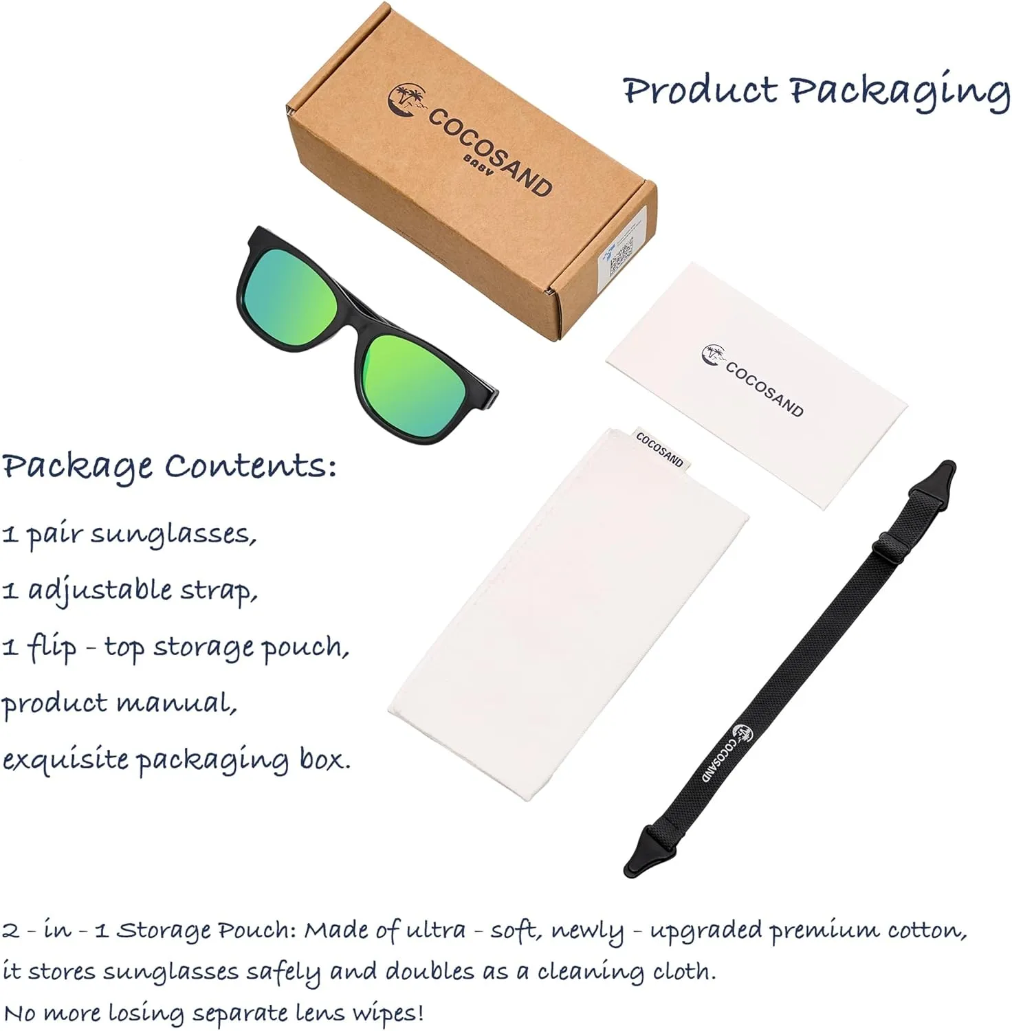 COCOSAND Flexible Polarized Baby Sunglasses with Strap UV Protection for Toddler Infant Girl Boy Age 0-24 Months