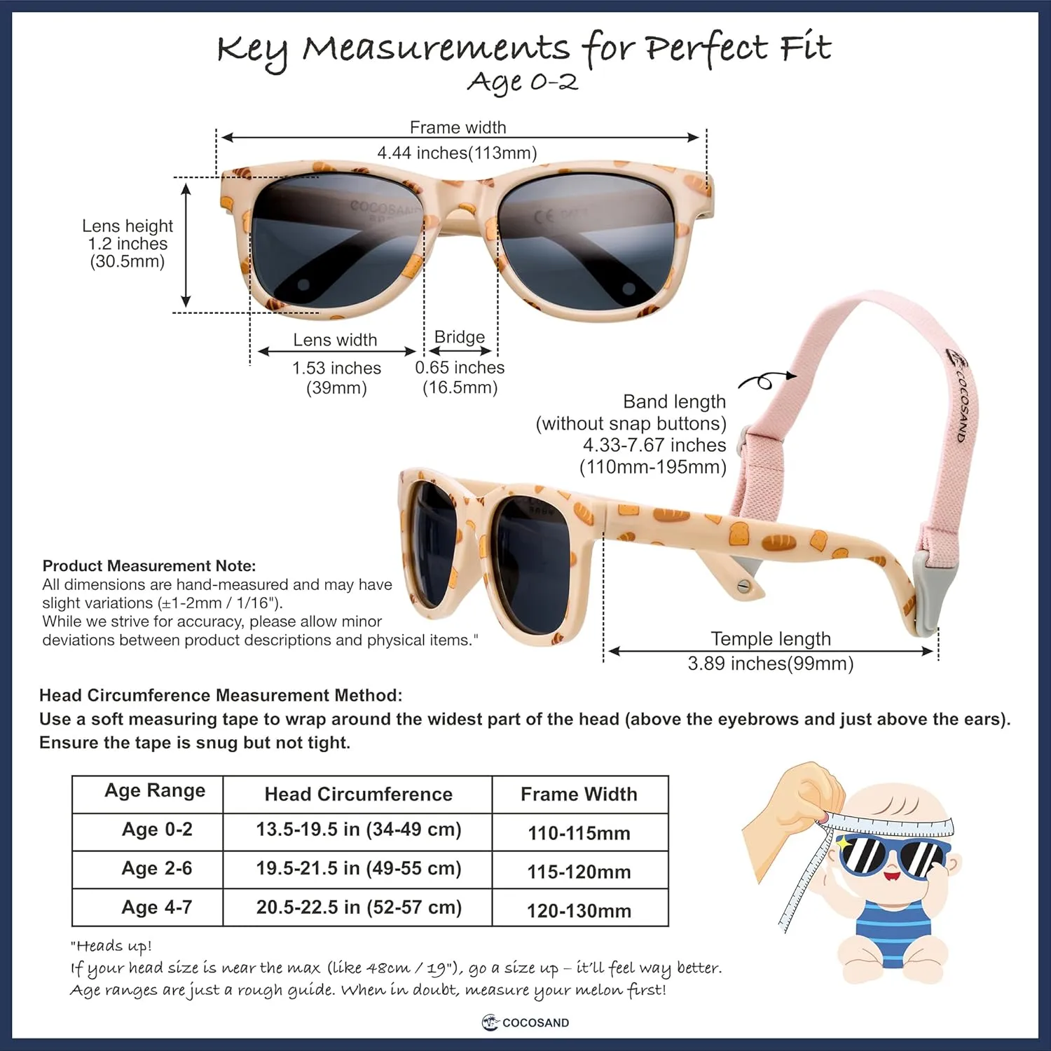 COCOSAND Flexible Polarized Baby Sunglasses with Strap UV Protection for Toddler Infant Girl Boy Age 0-24 Months
