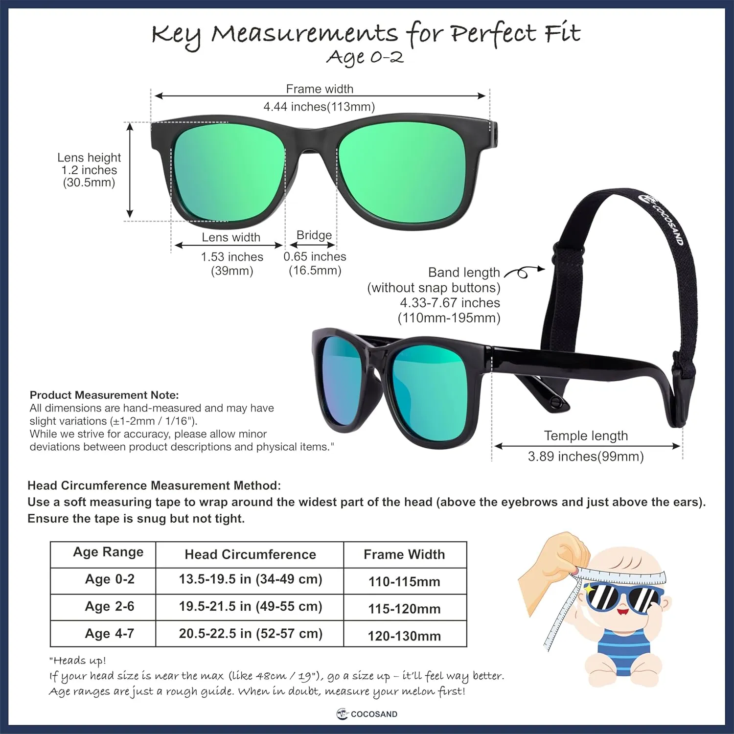 COCOSAND Flexible Polarized Baby Sunglasses with Strap UV Protection for Toddler Infant Girl Boy Age 0-24 Months
