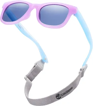 COCOSAND Flexible Polarized Baby Sunglasses with Strap UV Protection for Toddler Infant Girl Boy Age 0-24 Months