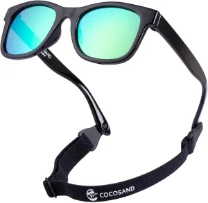 COCOSAND Flexible Polarized Baby Sunglasses with Strap UV Protection for Toddler Infant Girl Boy Age 0-24 Months