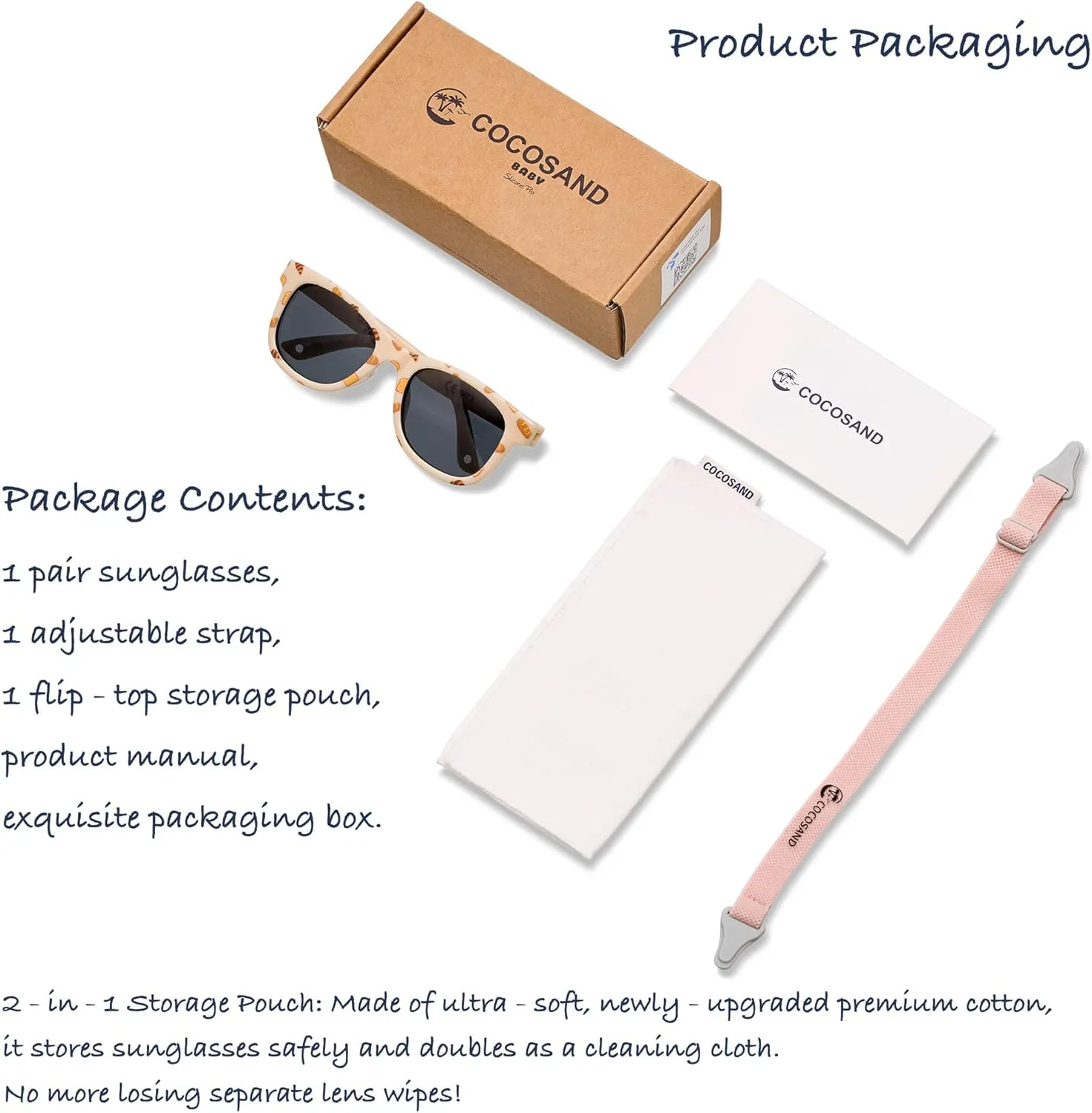 COCOSAND Flexible Polarized Baby Sunglasses with Strap UV Protection for Toddler Infant Girl Boy Age 0-24 Months