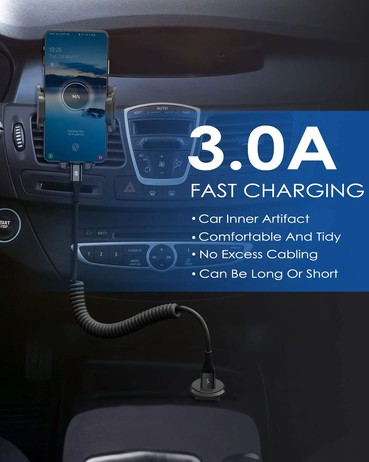 Coiled USB C Cable 2pack 10ft, USB A to USB C Cable for Car, Fast Charger Cord for iPhone 16 15 Pro Max Plus Samsung Galaxy S25 S24 S23 S22 S21 S20 S10 S9 Note 20 10 9 Flip A54 A15 A14 Pixel LG Moto