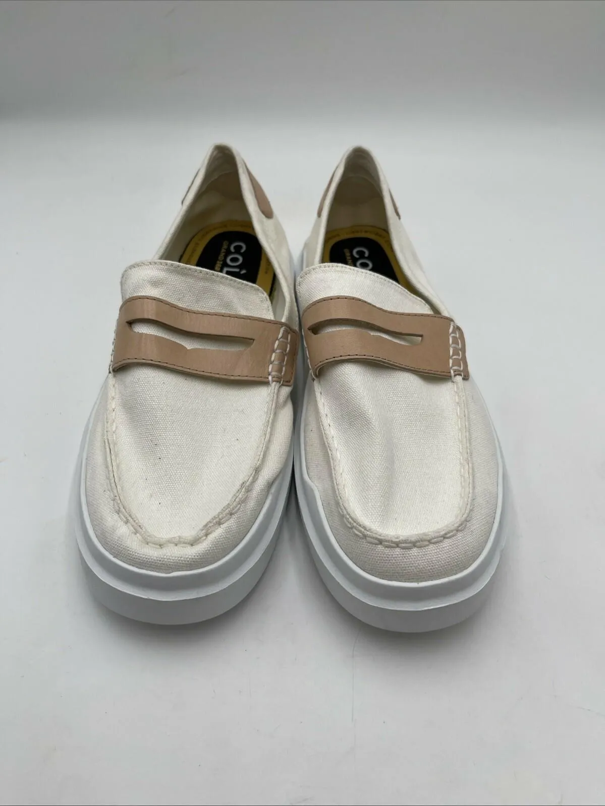 Cole Haan Women's Grandpro Rally Canvas Penny Loafers White Size 11B - Very Good