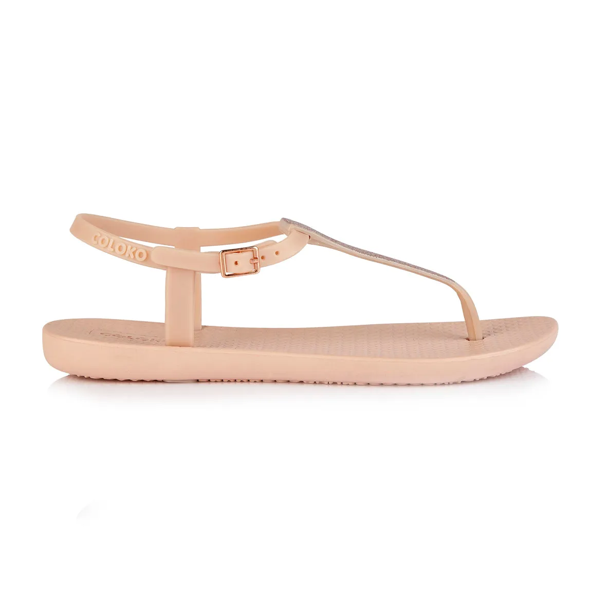Coloko Amaryllis Blush Pink Glitter Glamorous Sparkly T-bar Flip Flops