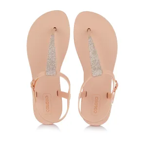 Coloko Amaryllis Blush Pink Glitter Glamorous Sparkly T-bar Flip Flops