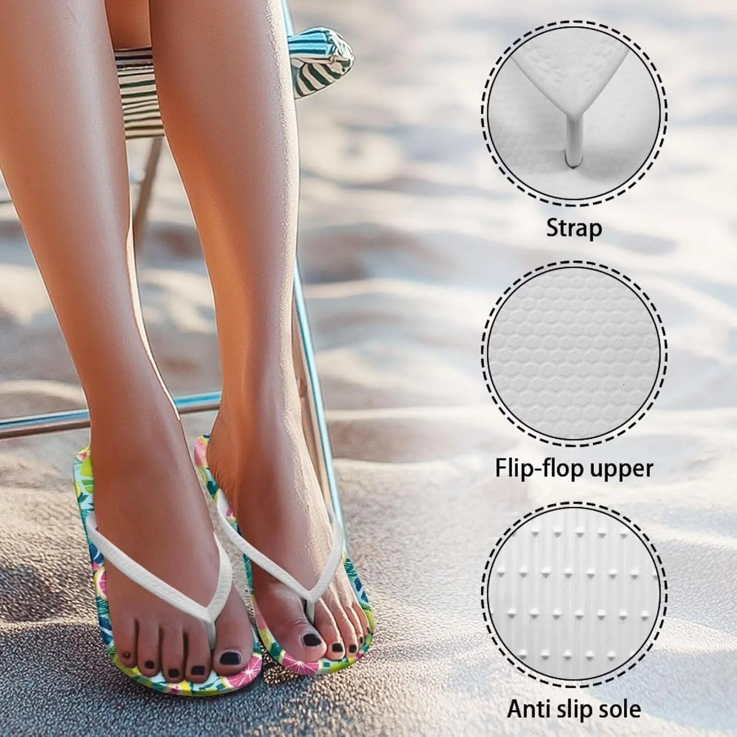 Coloranimal Flip Flops for Women Sandals Women Comfortable Womens Flip Flops House Slippers Beach Sandals Water Resistant Shower Shoes
