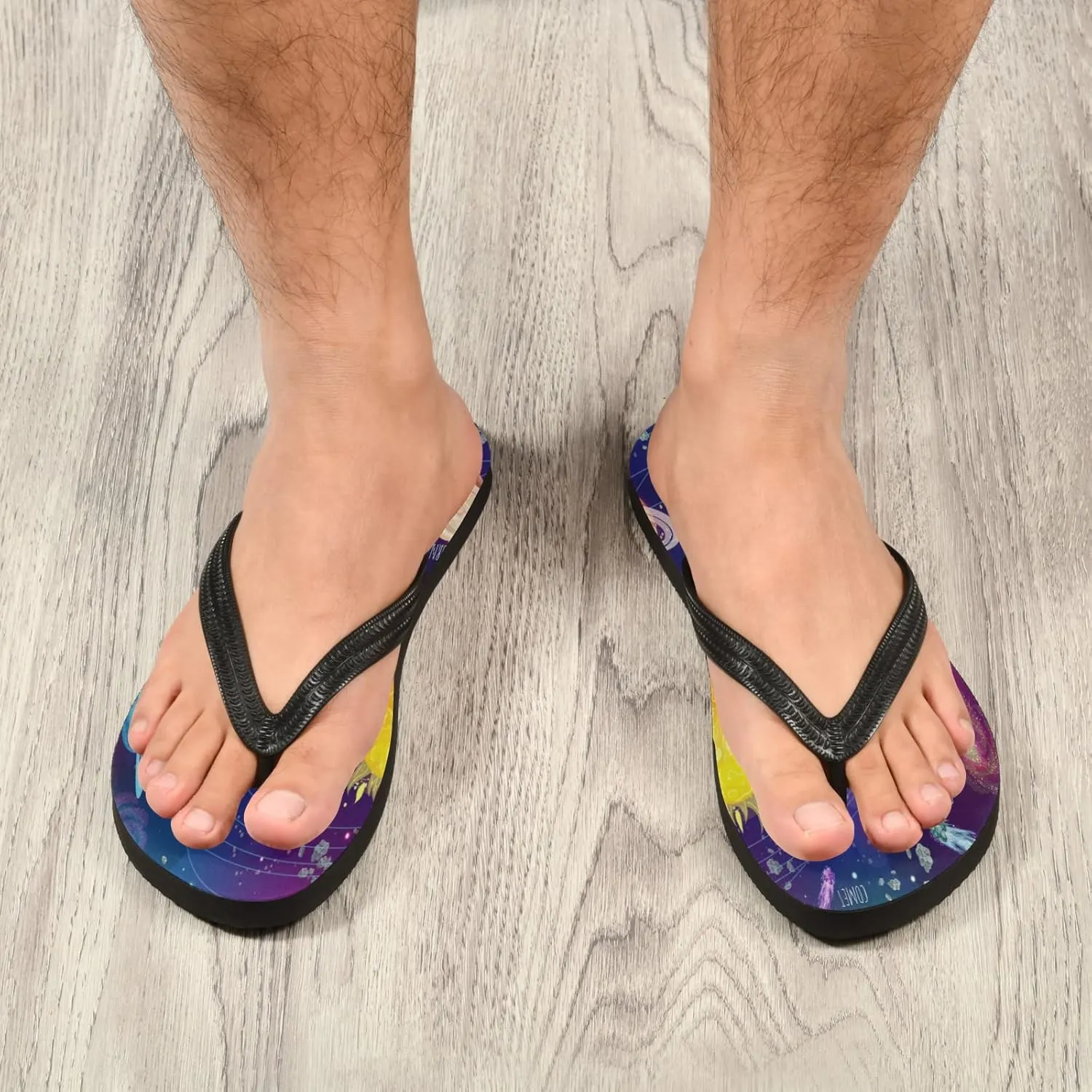 Comets Meteors and Planets Around Sun Scientific Space Womens Flip Flops Cartoon Solar System Summer Beach Sandals Casual Thong Slippers Comfortable Shower Slippers Non Slip Water Sandals shoes XXL